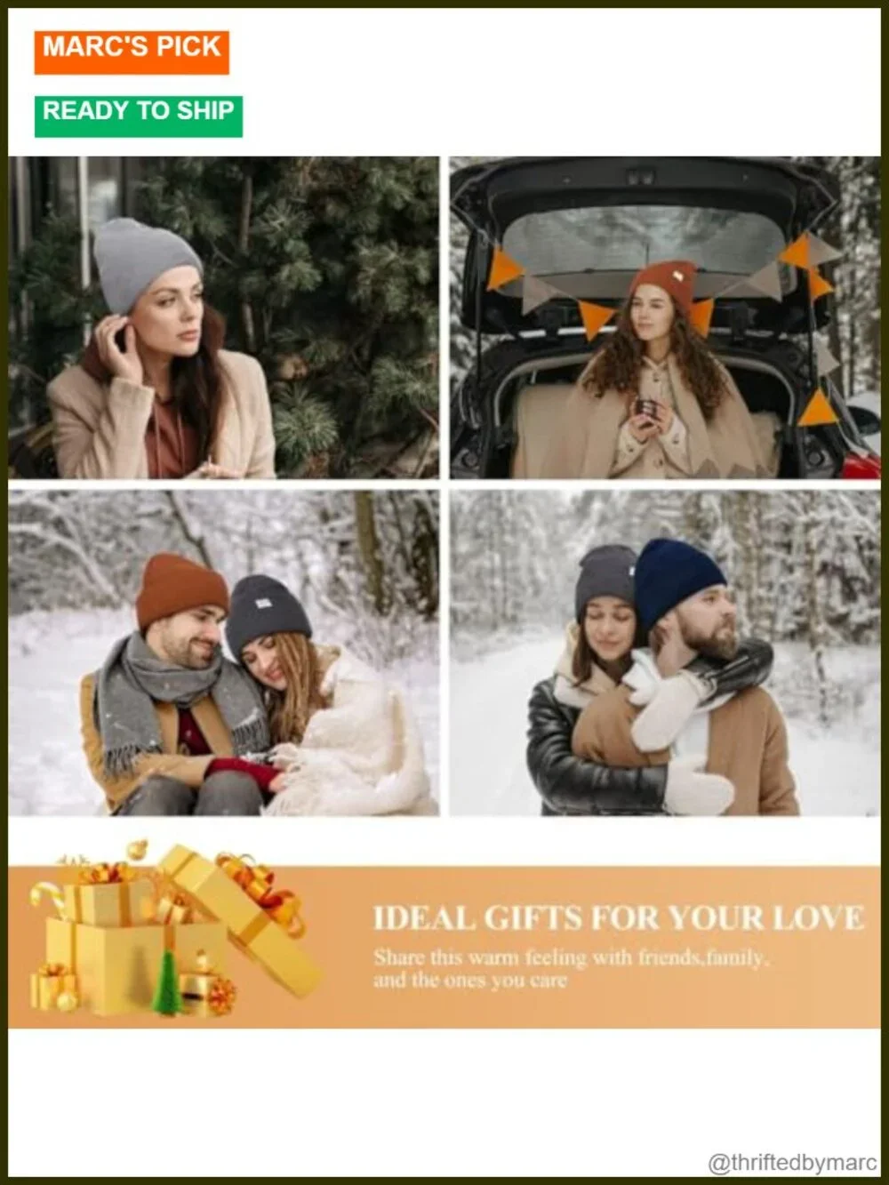 3 Pack Satin Lined Winter Beanie Hats Soft Knit Cuffed Unisex